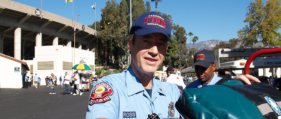 EMS Reserve members on duty outside the Rose Bowl
