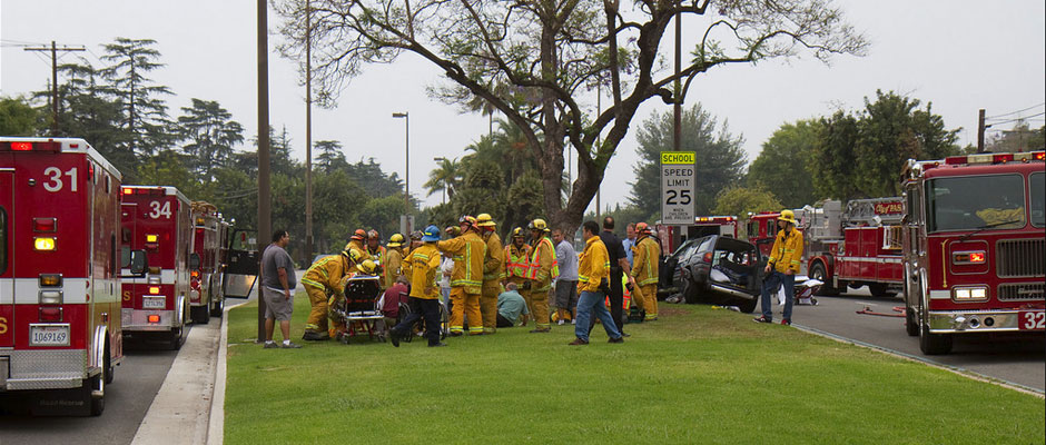 Firefighters and EMS Reserve responding to a multi-vehicle collision